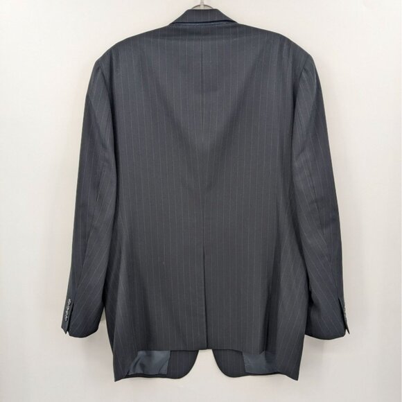 Jeffrey Banks Pinstriped 100% Wool Blazer Jacket Men Size 46L Two Button Office - Picture 2 of 13